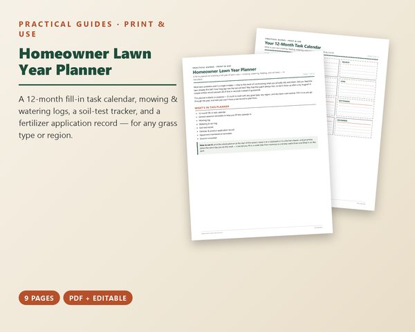 Homeowner Lawn Year Planner