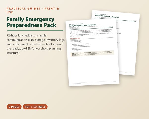 Family Emergency Preparedness Pack