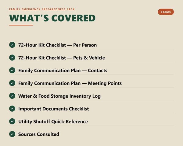 Family Emergency Preparedness Pack — what's inside