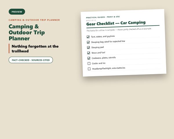 Camping & Outdoor Trip Planner — sample page preview