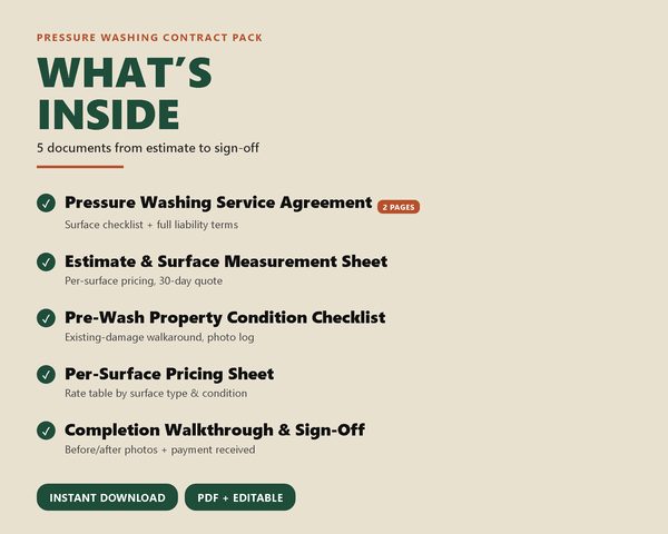 Pressure Washing Contract Pack — what's inside
