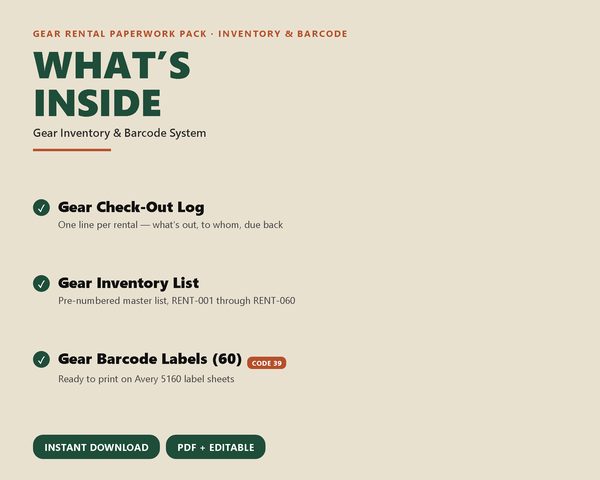 Gear Inventory & Barcode System — what's inside