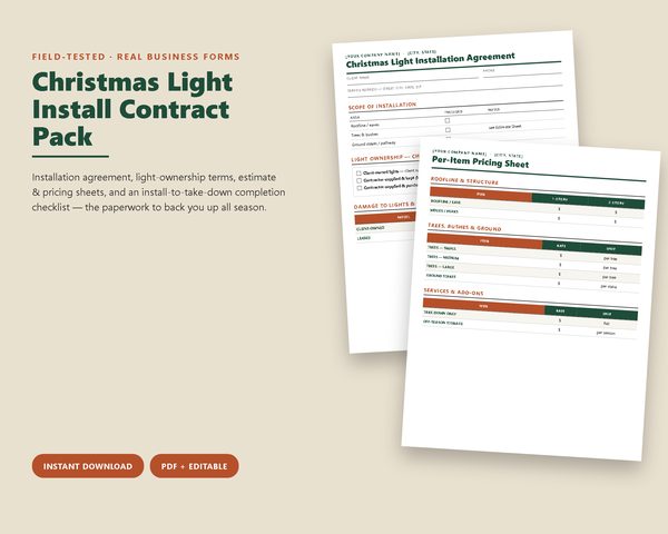 Christmas Light Install Contract Pack