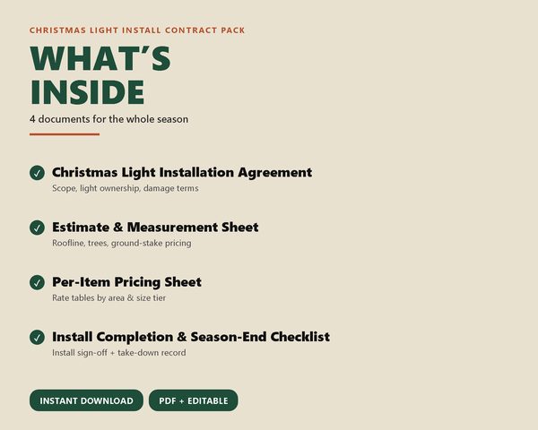 Christmas Light Install Contract Pack — what's inside
