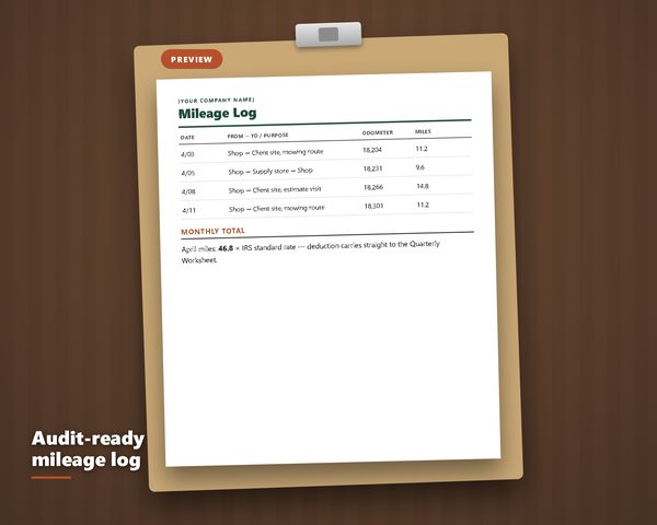 Tax & Mileage Organizer — sample page preview