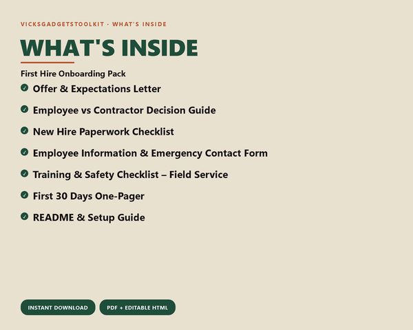 First Hire Onboarding Pack — what's inside