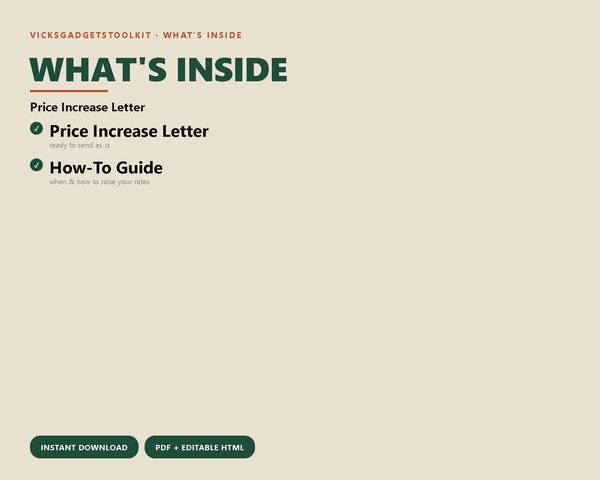 Price Increase Letter (Single) — what's inside