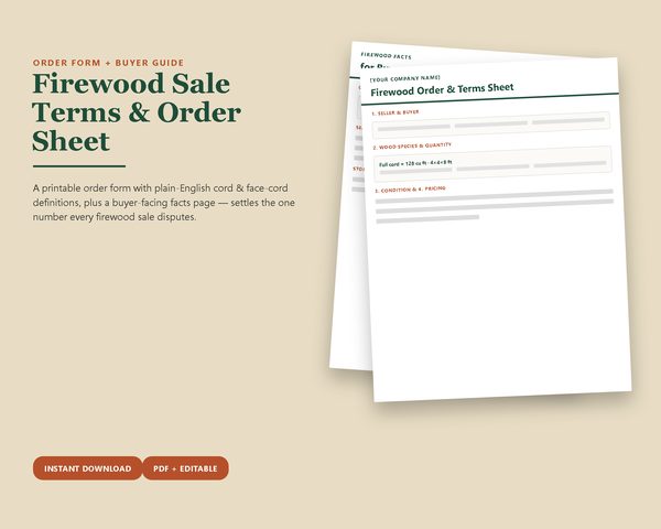 Firewood Sale Terms & Order Sheet