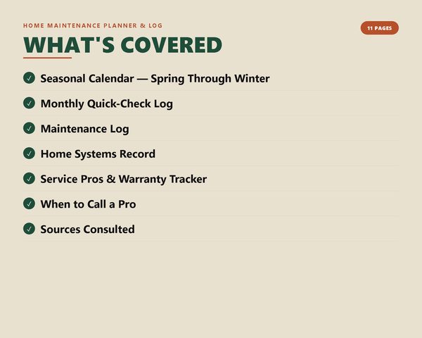 Home Maintenance Planner & Log — what's inside