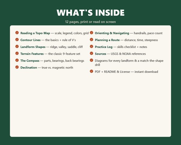 Topo Map and Compass Guide — what's inside