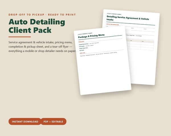 Auto Detailing Client Pack