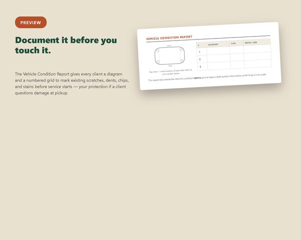 Auto Detailing Client Pack — sample page preview