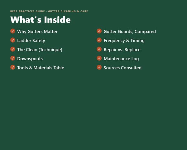 Best Practices Guide: Gutter Cleaning & Care — what's inside