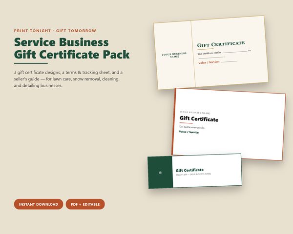 Service Business Gift Certificate Pack