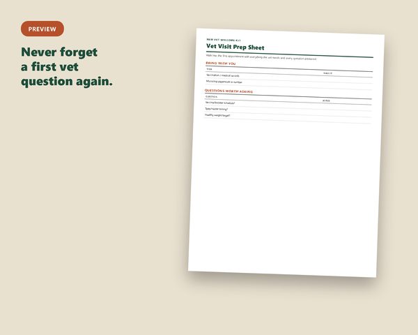 New Pet Welcome Kit — sample page preview