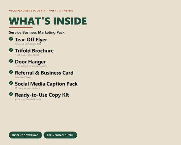 Service Business Marketing Pack — what's inside