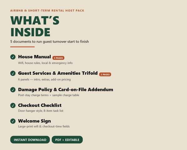 Airbnb & Short-Term Rental Host Pack — what's inside
